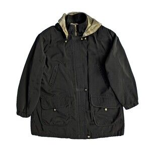 Carlo Briani Women's Black Hooded Trench Coat With Removable Lining L